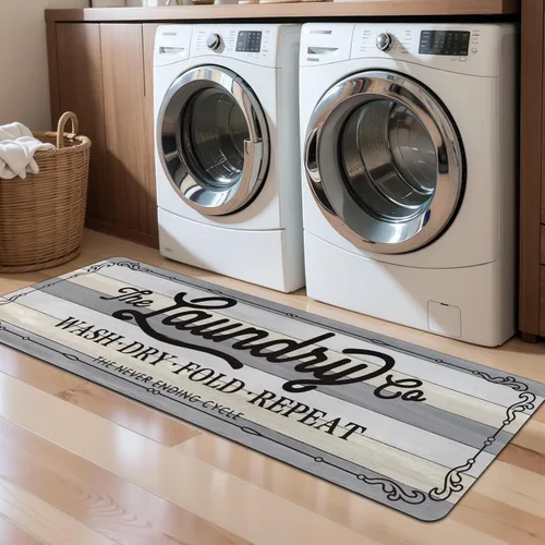 Vista 30 de Pauwer - Alfombra de cocina estilo granja, 20"X48", beige, antideslizante, lavable, hecha a máquina