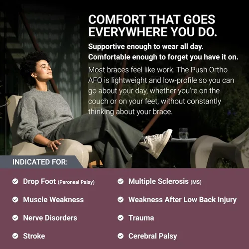 Vista 5 de PUSH ortho - Ortesis de pie y tobillo para un apoyo cómodo. Se puede usar con zapatos. Cómodo y flexible soporte AFO para pie caído