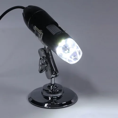 Vista 5 de Hilitand Microscopio digital USB 50X a 1600X, negro, luz LED, material ABS, portátil, compatible con teléfonos inteligentes