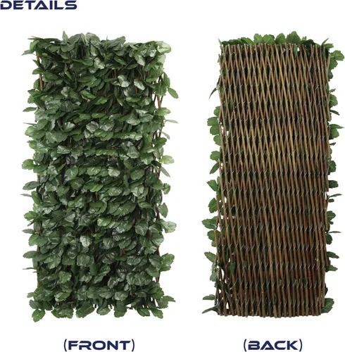Vista 3 de Windscreen4less 2 piezas de hojas de hiedra artificiales expandibles para valla de privacidad para exteriores, interiores, patio, balcón