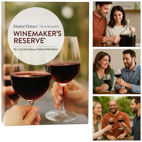 Vista 3 de Master Vintner kit para elaboración de vinos de reserva, recetas para elaborar vinos. Ingredientes para preparar 6 galones de vino casero