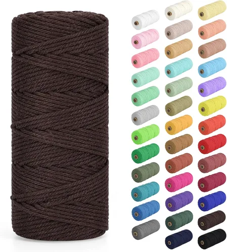 Vista 8 de Cuerda de macramé de 0.079 in x 220 yardas (656 pies), cuerda de algodón natural para colgar en la pared, ganchos de plantas, manualidades, Verde