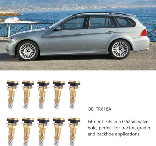 Vista 4 de Vástago de válvula de neumático, 10 piezas de vástago de válvula de neumático sin cámara, vástago de válvula de aire líquido de latón macizo de 1