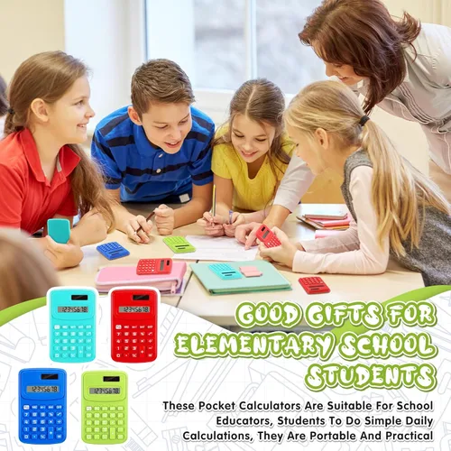 Vista 5 de LEIFIDE Paquete de 24 calculadoras de bolsillo, calculadora básica de 4 funciones, pantalla de 8 dígitos, funciona con pilas, para escritorio