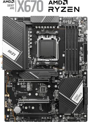 Vista 2 de MSI PRO X670-P WiFi ProSeries Placa base (AMD AM5, DDR5, PCIe 4.0, SATA 6Gb/s, M.2, USB 3.2 Gen 2, Wi-Fi 6E, HDMI/DP, ATX)