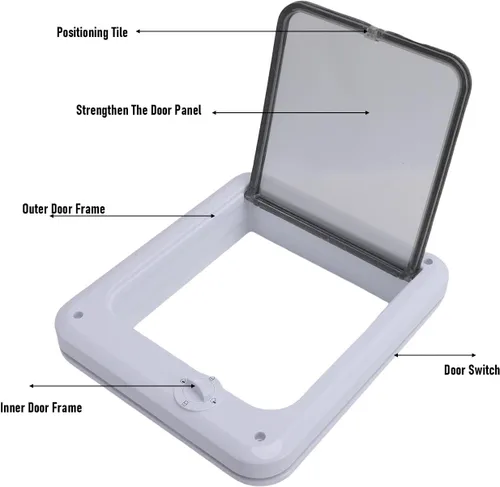 Vista 6 de HEEPDD 4-Way Lock Cat Door, Durable PP Plastic, Privacy & Security, Easy Entry Rotating Flap, for Indoor Outdoor Access, Window or Screen Door