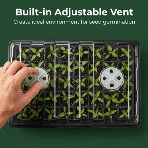 Vista 3 de Gardzen Juego de 10 propagadores de jardín, kits de bandejas de semillas con 400 celdas, bandeja de inicio de semillas con cúpula y base de 15 x 9
