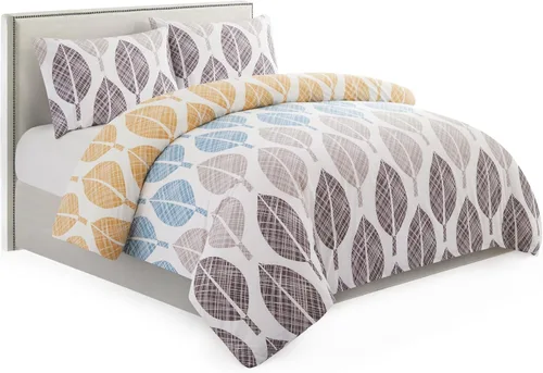 Vista 94 de Marina Decoration Juego de funda de edredón de 3 piezas con 2 fundas de almohada, diseño de rayas negras y grises, tamaño doble/matrimonial