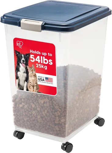 Vista 11 de IRIS USA - Recipiente hermético de 25 libras/33 cuartos de galón. IRIS USA WeatherPro - Contenedor hermético para alimentos para mascotas, con Azul