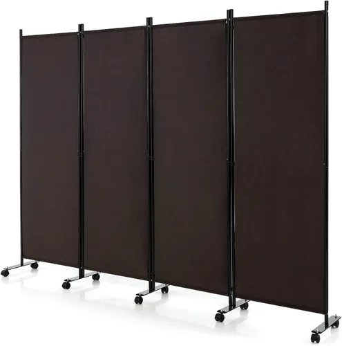Vista 100 de GOFLAME Divisor de habitación plegable de 6 paneles, pantalla de privacidad enrollable de 6 pies con ruedas bloqueables, pantalla de partición