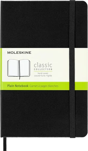 Moleskine Classic Notebook, Hard Cover, Medium (4.5" x 7") Plain/Blank, Black, 208 Pages