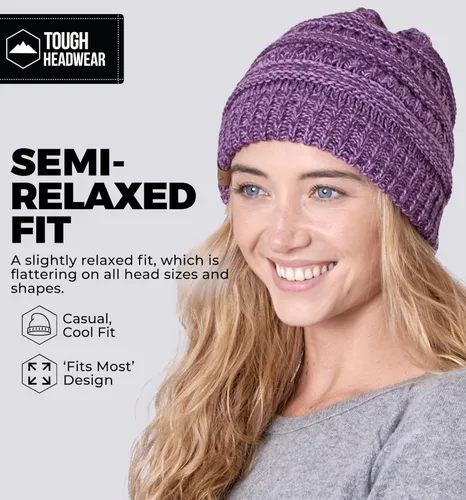 Vista 4 de Gorro de punto para mujer, cálido y suave, elástico, para clima frío de Tough Headwear