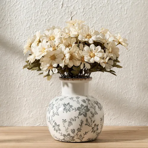 Vista 154 de SIDUCAL Florero decorativo de cerámica Florero rústico de 7.48 pulgadas para decoración del hogar, mesa, sala de estar, baño, escritorio de café