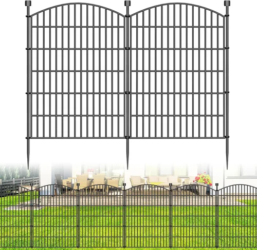 Vista 14 de Panel de cerca de barrera para animales, 24" de alto x 10 pies de largo, cerca decorativa sin excavar, panel de alambre metálico a prueba de óxido