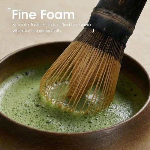 Vista 5 de Juego de batidor de matcha, kit de 5 piezas con cuenco de cerámica matcha, batidor de bambú, cuchara, juego completo de té Matcha perfecto