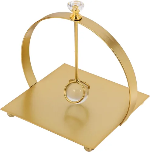 Metal Napkin Holder with Weighted Arm, Gold Arc Tissue Holder for Kitchen and Dining Table, Decorative Countertop Paper Napkin Dispenser for Home