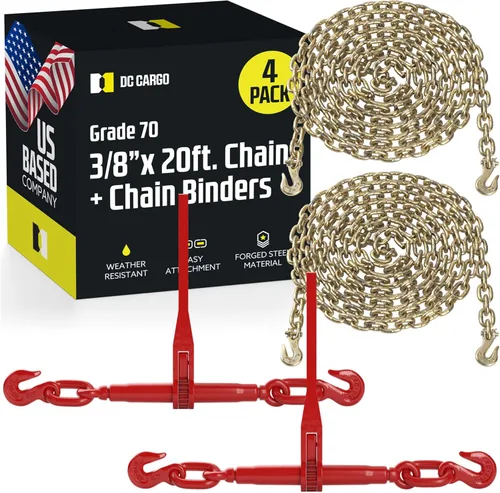 Vista 12 de Kit de carpeta de cadena de carga DC Cadena de carga de grado 70 extra larga de 20 pies de 3/8 pulgadas - y juego de carpetas de carga Cadena