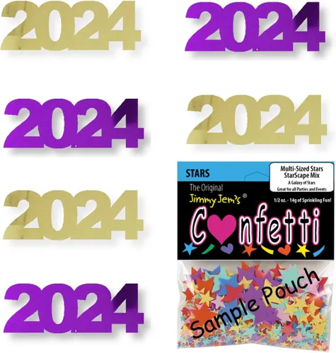 Vista 24 de Confetti Year 2024 Negro, Azul Royal Combo - 2 bolsas de media onza (1 oz)