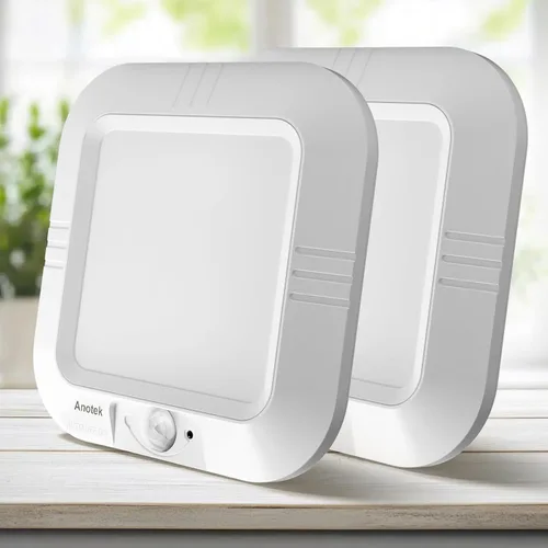 Luz de Techo con Sensor de Movimiento a Batería, 180LM 6000K Luces de Armario a Batería con Sensor de Movimiento, Luz de Techo Inalámbrica de 48LED