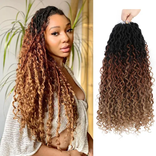 Goddess Locs - Cabello de ganchillo de 22 pulgadas, 8 paquetes de rastas de pelo sintético preanudado para mujeres negras, rastas de río con
