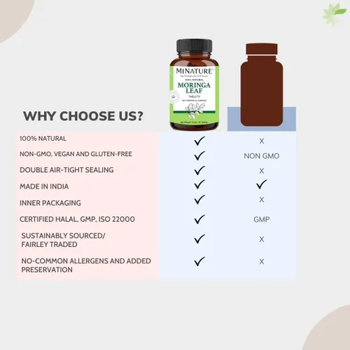 Vista 7 de Tabletas de hoja de moringa - 90 comprimidos, 1000 mg by mi Nature Moringa 100% natural Antioxidante Polvo de hoja de moringa Vitamina C