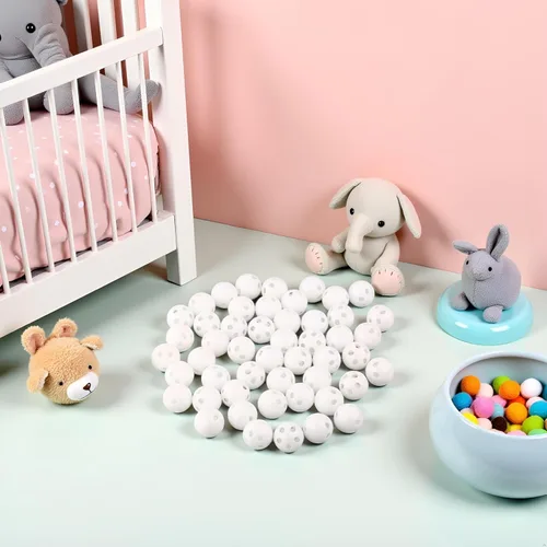Vista 3 de 10 piezas de bolas de sonajero blancas para muñecos de marionetas de animales, sonajeros y anillos de felpa para reparar ruidos