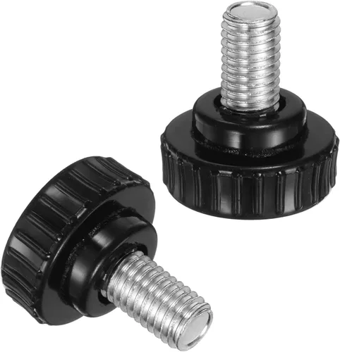 Vista 14 de uxcell 2 perillas de sujeción moleteadas M6 x 0.394 in métricas de acero inoxidable 304 rosca macho tornillo de pulgar en tipo 1.181 in cabeza