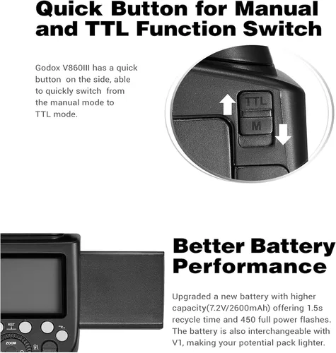 Vista 3 de Godox Flash para cámara Sony TT685IIS TT685II-S 2.4G inalámbrico HSS GN60 Flash compatible con cámaras digitales Sony a9 a7 a7II a7III a7R III a7RII