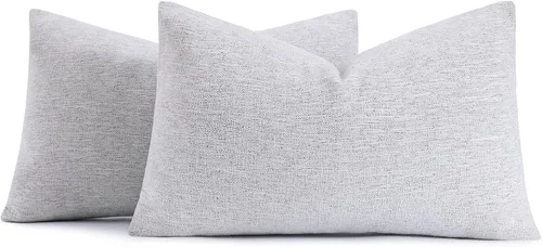 Vista 16 de decorUhome Juego de 2 fundas de almohada de chenilla gris otoño de 16 x 16 pulgadas