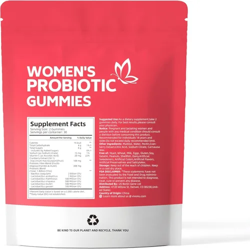 Vista 9 de Mezcla de probióticos, prebióticos y probióticos Lactobacillus para mujer, 60 mil millones de UFC, 18 cepas, ayuda a la salud de las mujeres