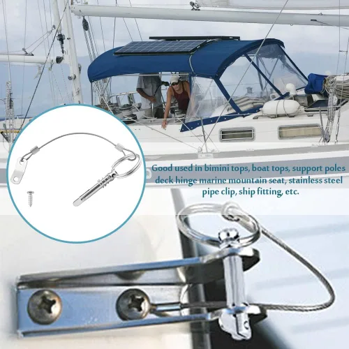 Vista 4 de Bimini Top - Pasador de liberación rápida de 1/4 pulgadas de diámetro con leva de caída y resorte, accesorios de hardware para toldo de barco, acero