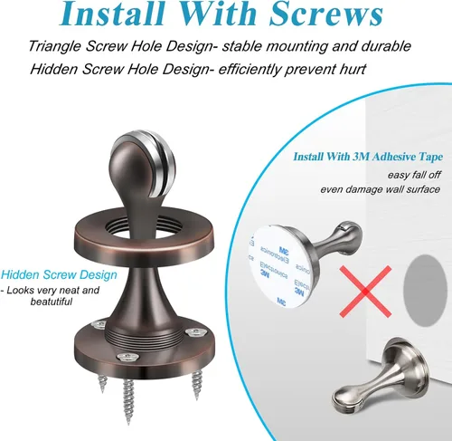 Vista 5 de Topes magnéticos para puerta, tope de puerta para montaje en pared, bronce aceitado resistente, acero inoxidable, topes de puerta para parte