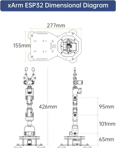 Vista 7 de Hiwonder xArm ESP32 - Robot robótico de código abierto compatible con programación MicroPython con sensores para kit de desarrollo secundario