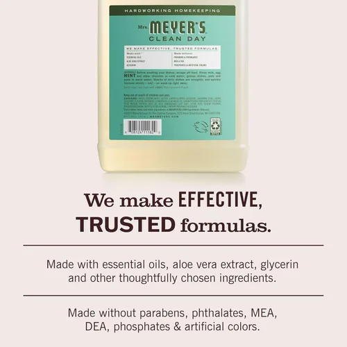Vista 4 de MRS. MEYER'S CLEAN DAY - Repuesto de jabón líquido para platos, albahaca, 48 onzas líquidas
