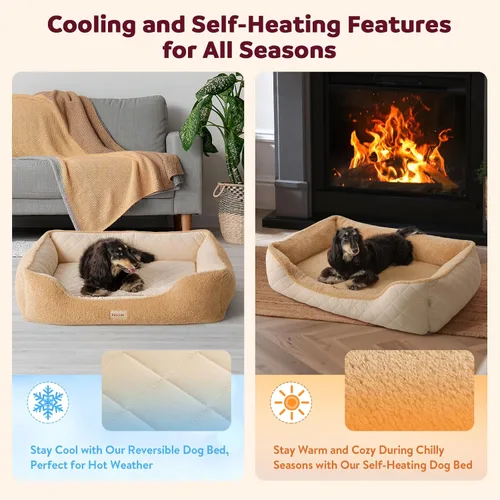 Vista 3 de Cama ortopédica refrescante para perros pequeños y cachorros, espuma viscoelástica para dolor articular y artritis, cama para mascotas con funda