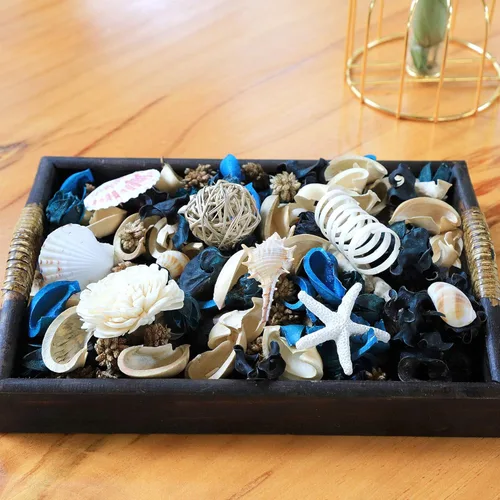 Vista 5 de Qingbei Rina Popurrí de Conchas Marinas con Flores Secas, Relleno para Cuencos y Jarrones con Aroma a Brisa Marina, Fragancia para el Hogar