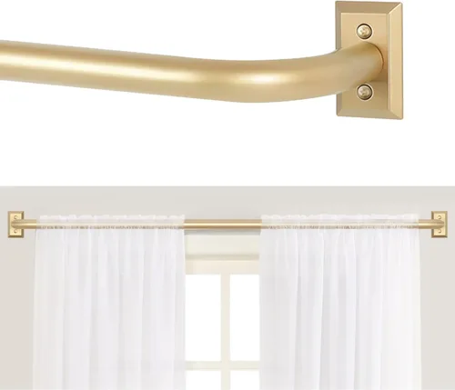 Vista 25 de TANGWIN Barras de cortina doradas envolventes para ventanas de 28 a 48: Barra de cortina oscurecedora ajustable de alta resistencia para habitación