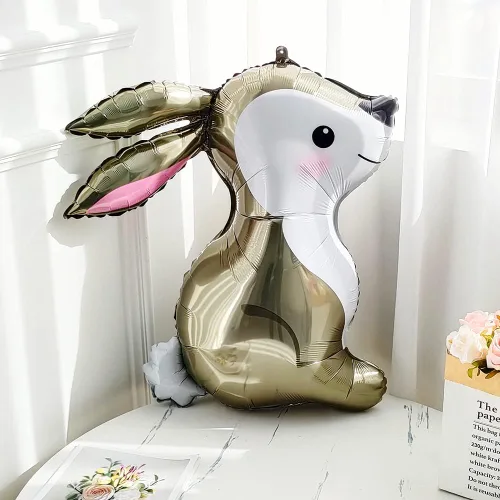 Vista 4 de Kit de arco de guirnalda de globos de Pascua, 153 globos rosa, amarillo y blanco con globo de Mylar de conejo, globo de margarita blanca