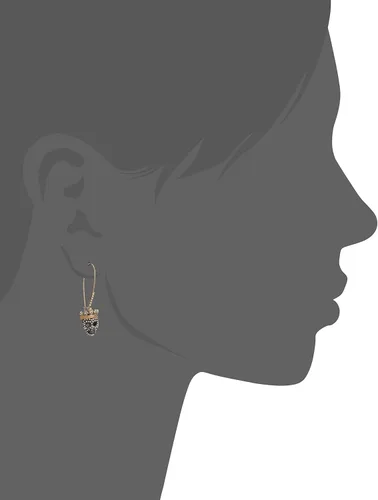 Vista 3 de Betsey Johnson Pendientes colgantes de calavera pavé, Metal y cristal