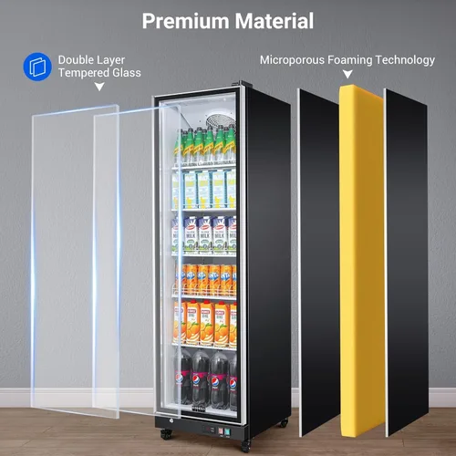 Vista 6 de Refrigerador comercial BODEGACOOLER para bebidas con puerta de vidrio, refrigerador comercial para bebidas de 12.5 pies cúbicos, refrigerador
