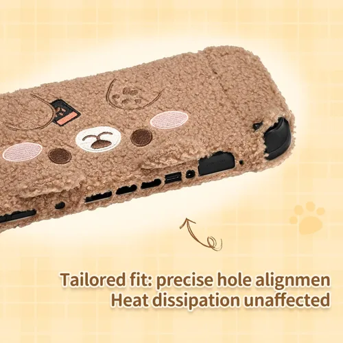 Vista 4 de GeekShare Estuche de peluche compatible con Switch 2 (2025), cubierta protectora NS2 para consola Switch y controlador de agarre tipo oso de peluche