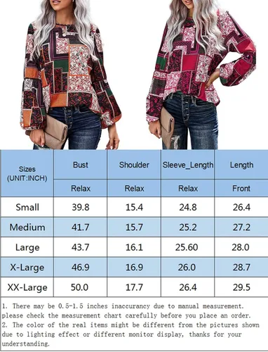Vista 7 de YIJIU Blusa holgada de manga larga con cuello redondo y estampado floral para mujer