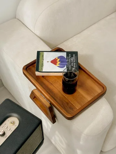 Vista 8 de TINAMO Mesa grande de madera de acacia, se adapta a la mayoría de sofás