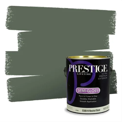 Vista 259 de Prestige Paints - Pintura exterior e imprimación en uno, 1 galón, plano, compatibilidad comparable con el color menta «Whipped Mint» de Behr