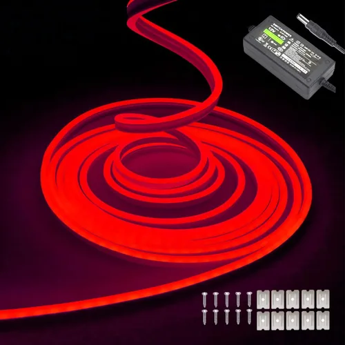 Vista 19 de dobestyou - Tira de luces LED de neón blancas, 16.4 pies (5 m) 12 V CC, 600 LED SMD2835, impermeable, flexible, luz de cuerda para decoración