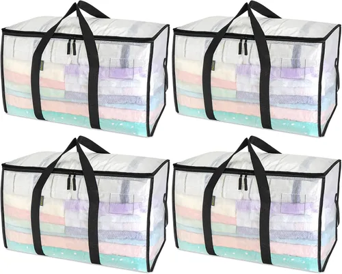 Vista 35 de BALEINE Paquete de 8 bolsas de mudanza de gran tamaño con asas reforzadas, bolsa de almacenamiento resistente para ropa, suministros de mudanza