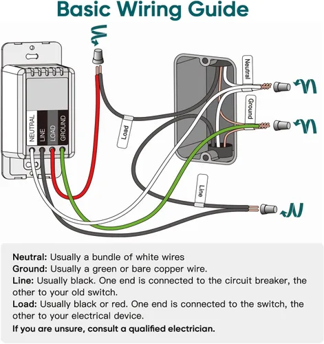 Vista 6 de TREATLIFE Interruptor de luz inteligente de un solo polo, requiere cable neutro, interruptor de luz Wi-Fi de 2.4GHz, funciona con Alexa y Google