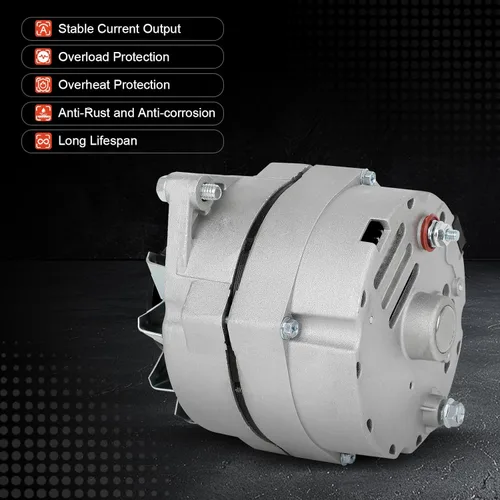Vista 5 de Alternador apto para Chevy para Buick, reemplazo de alternador de alto rendimiento para 1 un cable autoexcitante, para alternador GM Chrome ADR0335