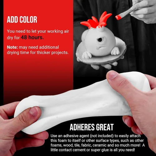 Vista 4 de CALPALMY Arcilla de espuma moldeable, 10.58 oz de arcilla seca al aire de alta densidad para diseños intrincados, cosplay, manualidades y proyectos