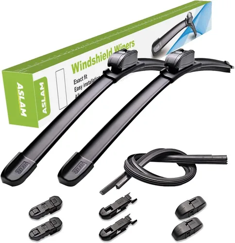 Vista 8 de ASLAM Limpiaparabrisas para todas las estaciones, tipo M, 26 + 18 pulgadas, adaptadores multifuncionales y repuestos reemplazables, doble vida útil